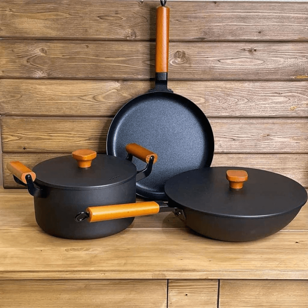 3 Pcs Pot Set Old Work Chinese Style