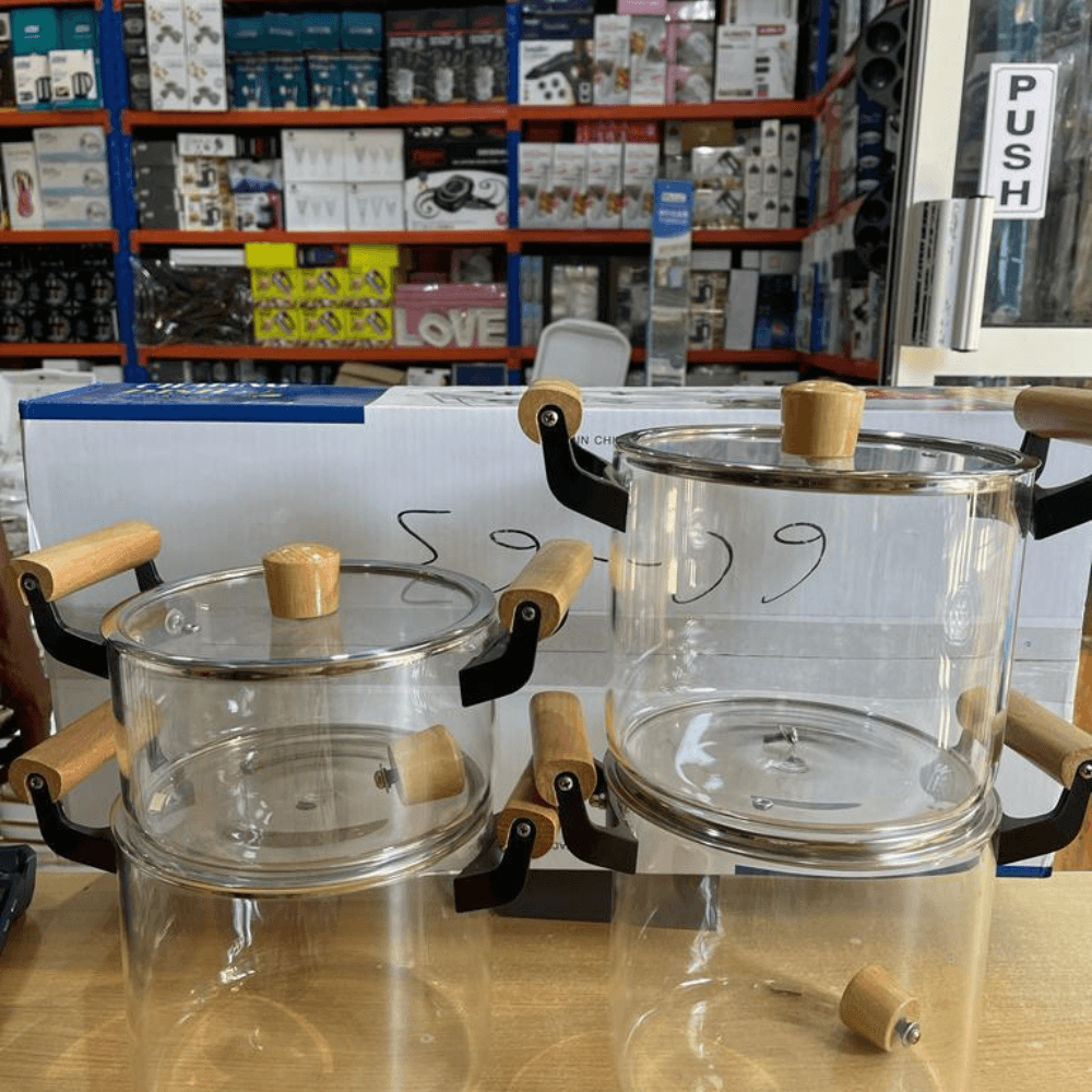 4 pieces Transparent Glass pot.