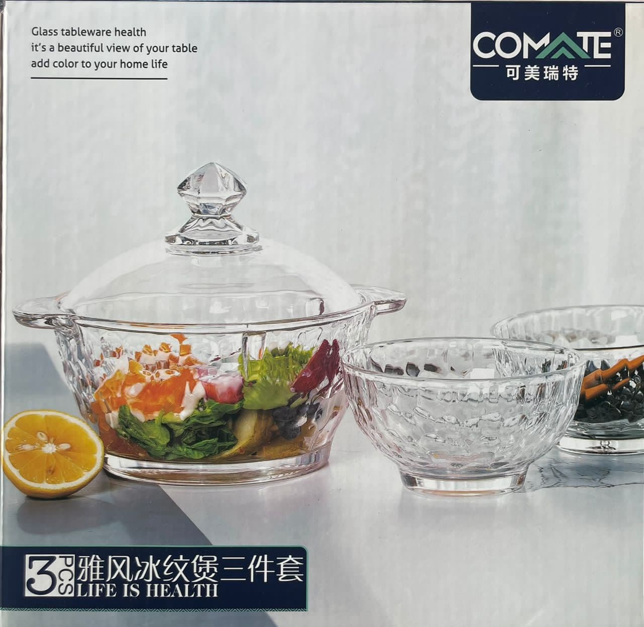 Stoneware Glass Soup Bowls 3 sets