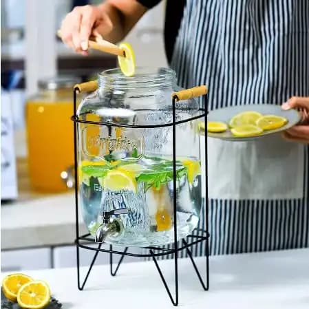 Modern Glass Jar with a acacia lid