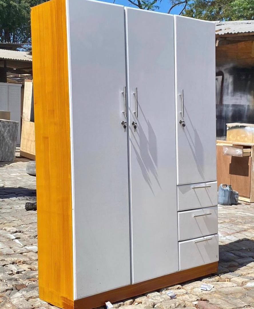 3-Door Wooden Wardrobe with Full-Length Mirror