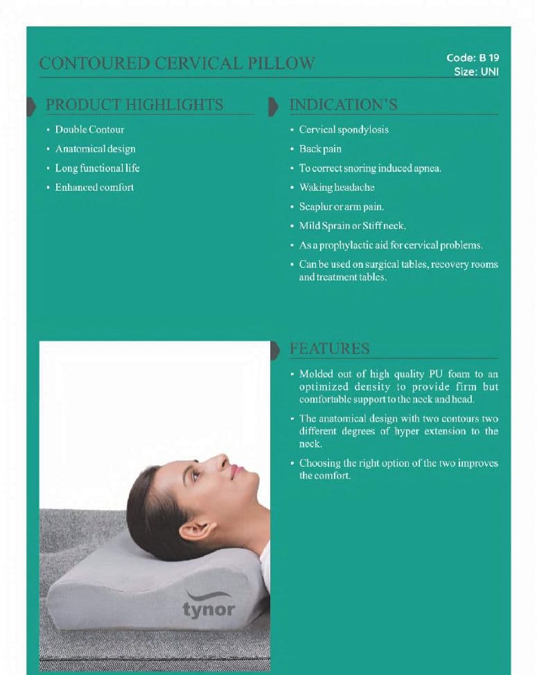 Tynor Contoured Cervical Pillow – PU Foam
