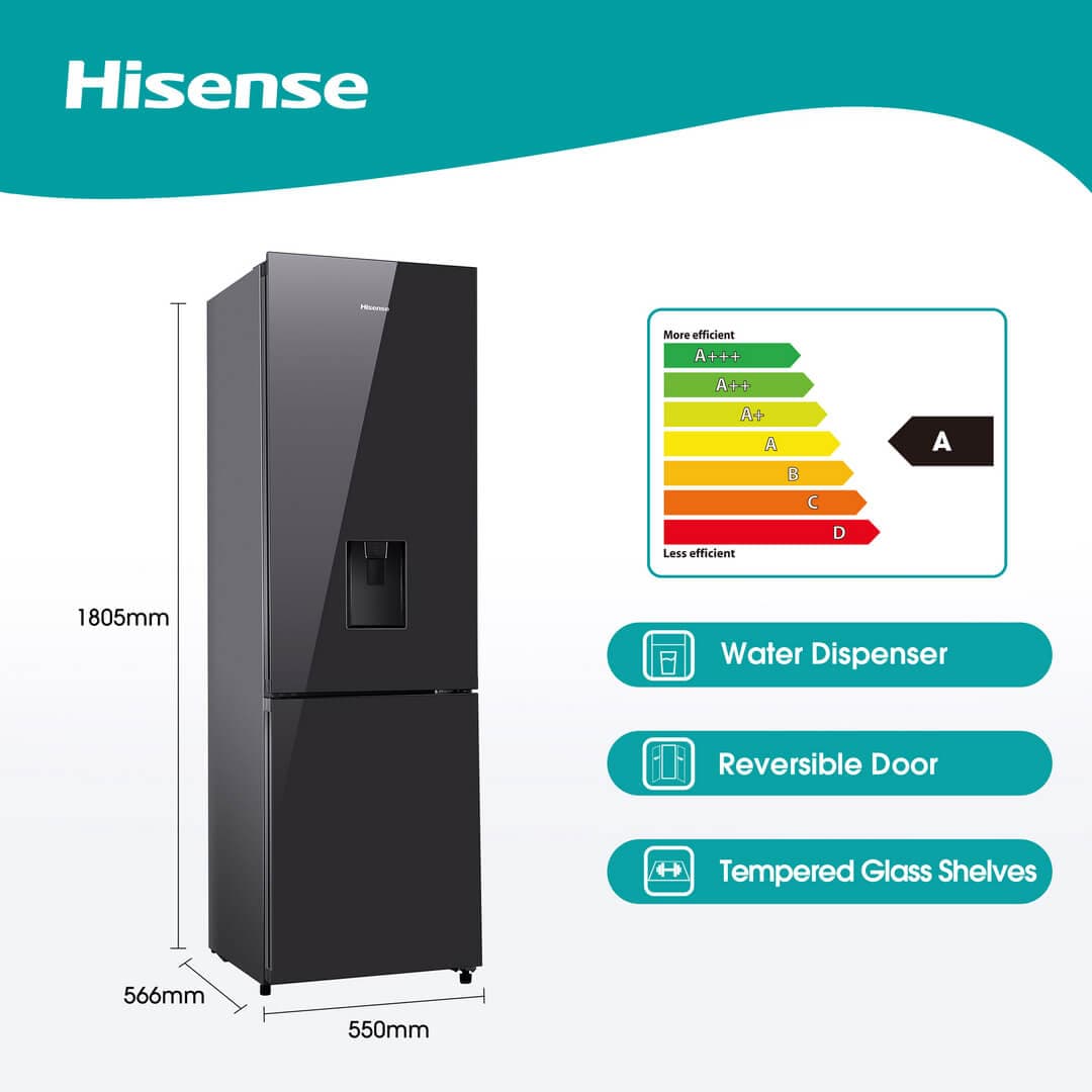 Hisense  Double Door Combi Mirror Refrigerator 263L | H370BMI-WD