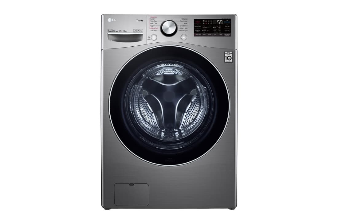 LG F0L9DGP2S Front Load Washer Dryer, 15/8 KG - TurboWash, Steam, AI DD Technology