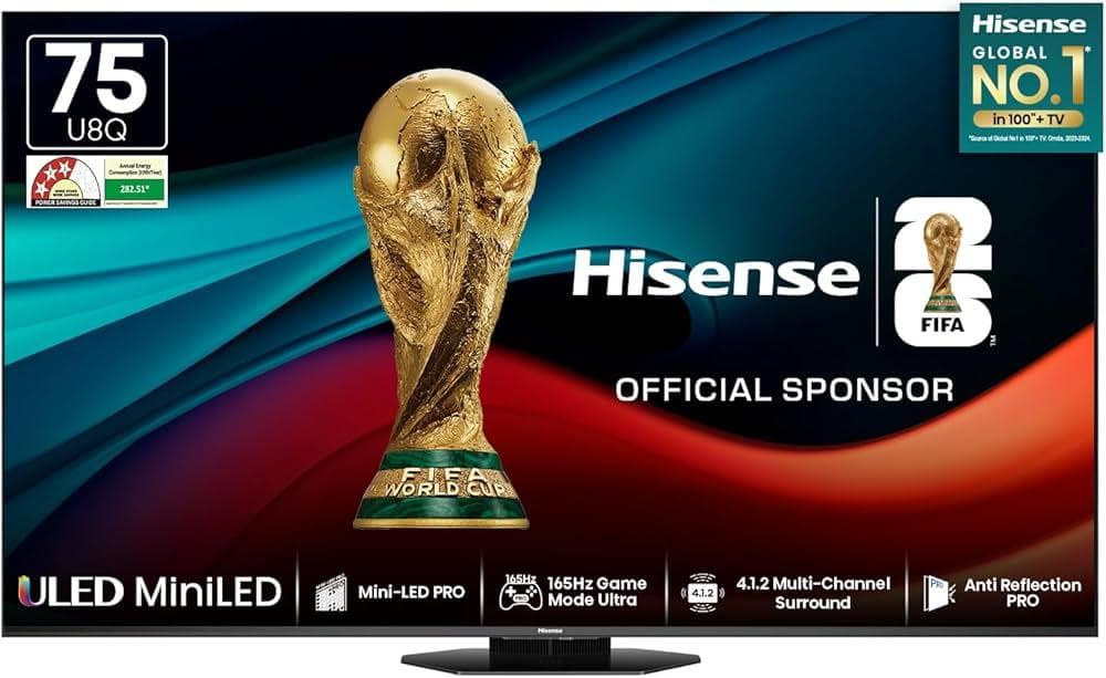 Hisense 75 inches U8Q Series 4K Ultra HD Smart Mini LED PRO TV 75U8Q (Black)