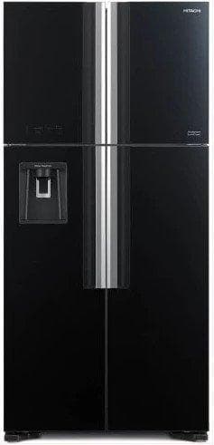 Hitachi 690L French Door Refrigerator with Water dispenser, Stabilizer Free, Quick Freezing, Touch Controls, Energy Saving, Glass, Black(R-W800U7 GBK)