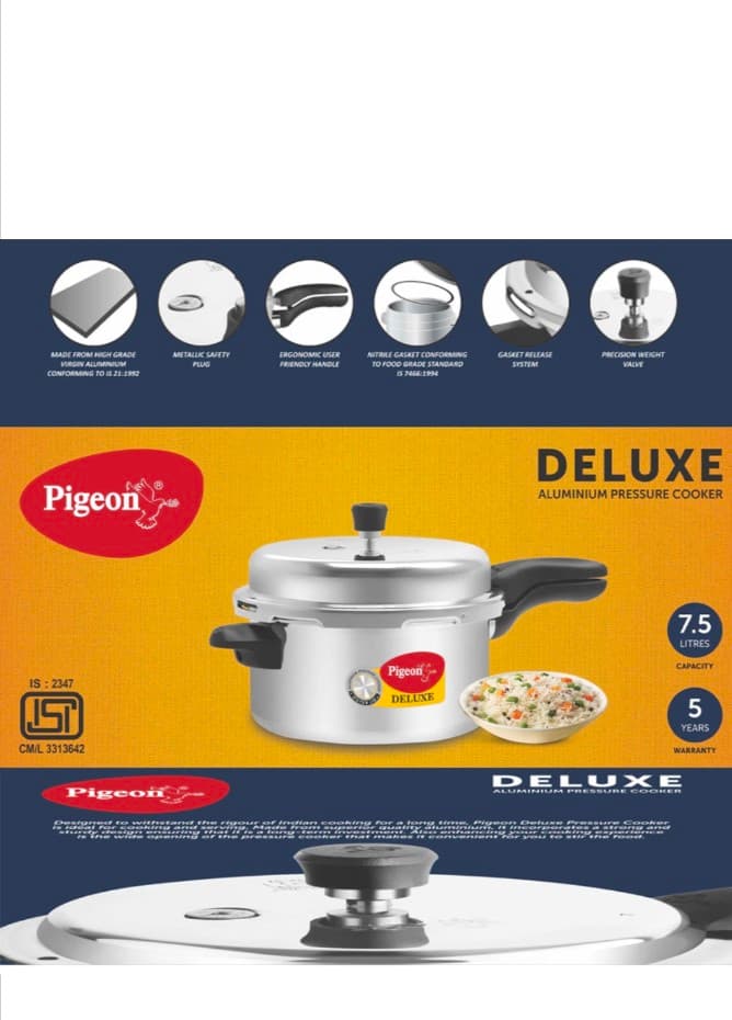 Pigeon Pressure Cooker 7.5L Deluxe Aluminium Outer Lid PP7.5