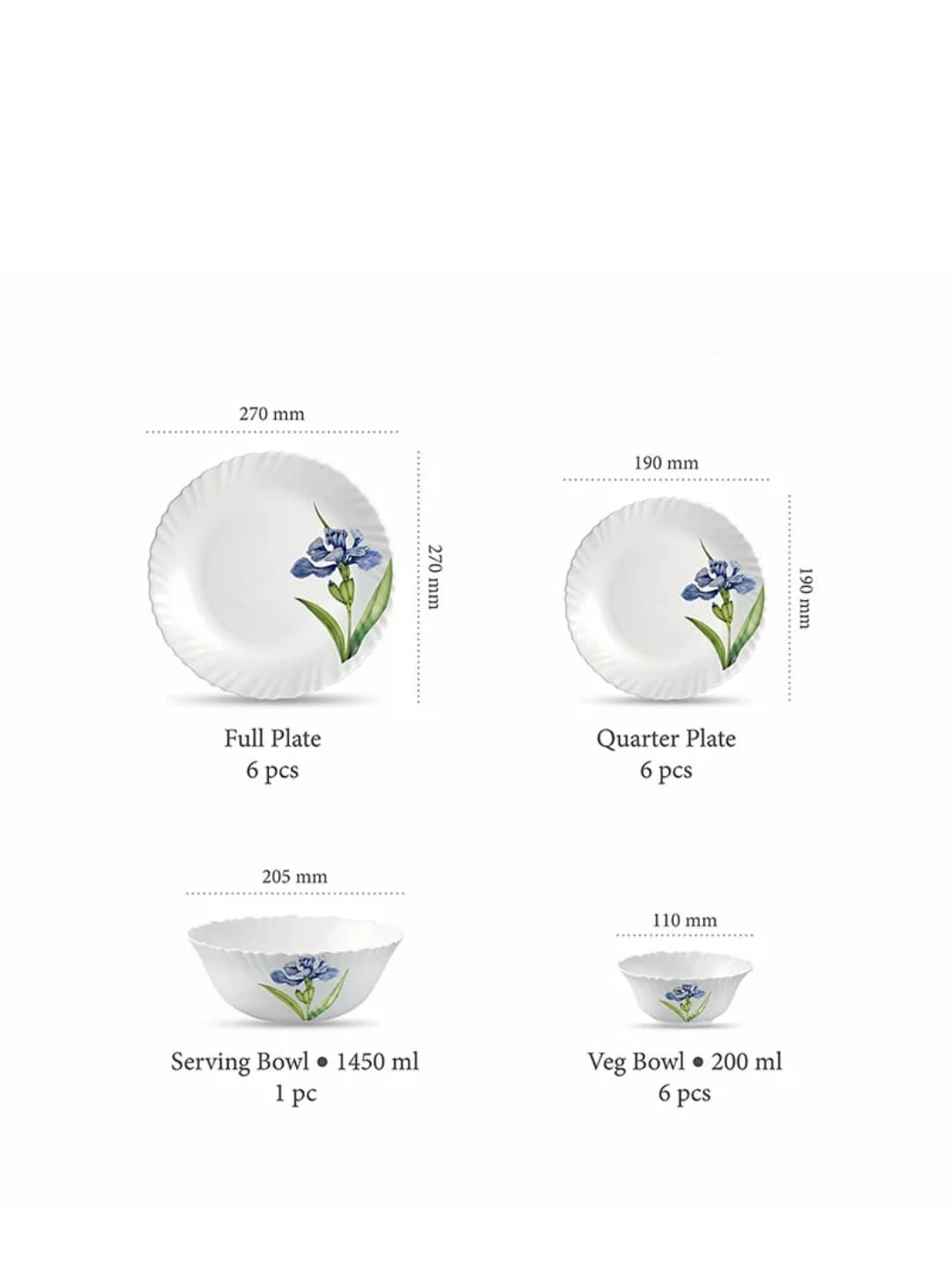 La Opala Dinner Set Royal Iris Classique 50 Pieces LR050