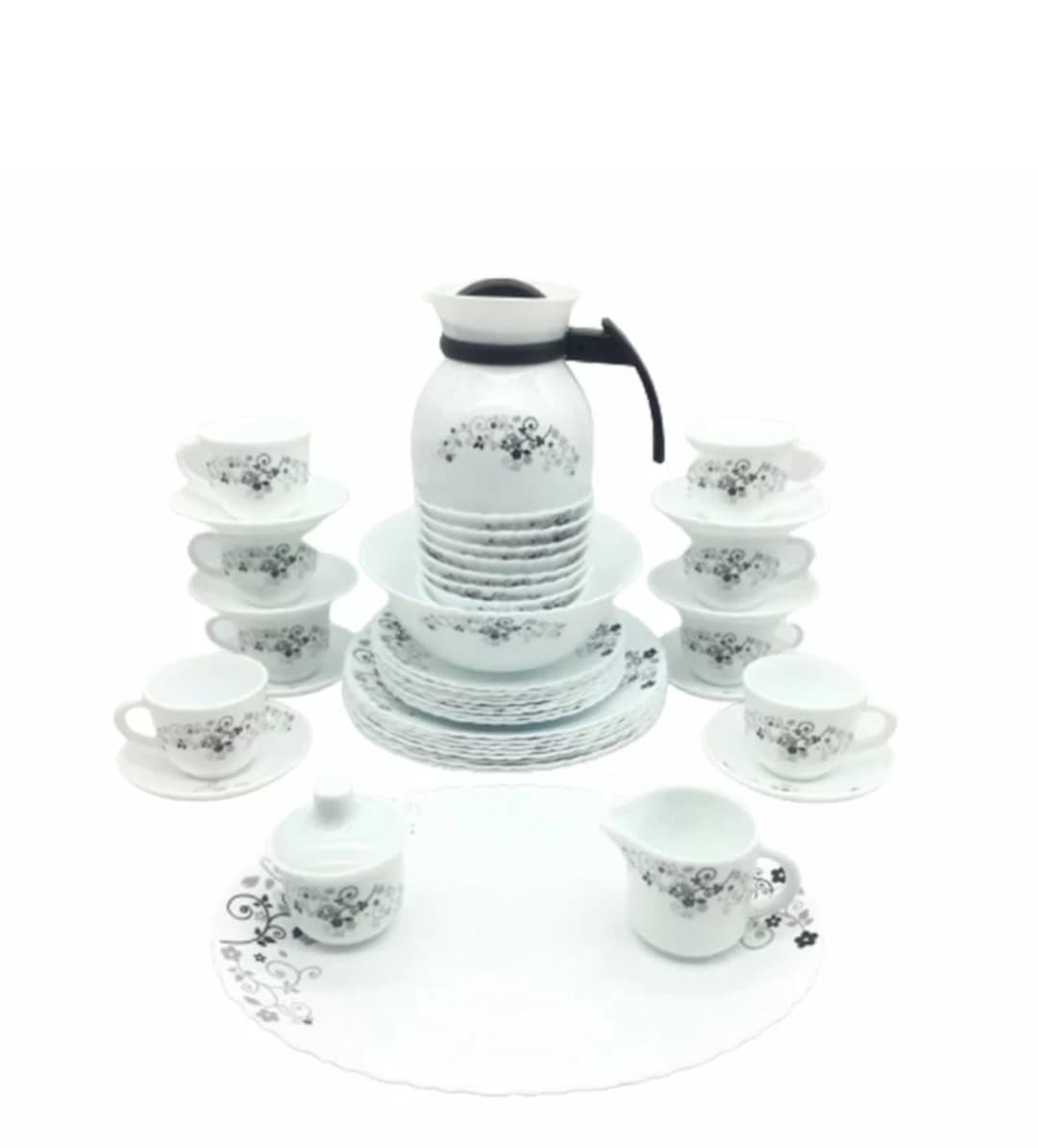 La Opala Dinner Set Mystrio Black Classique 47 Pieces LM047