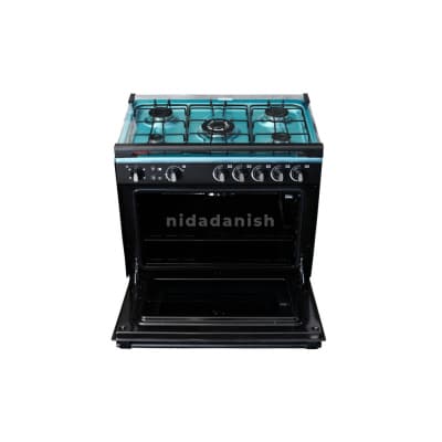 Delta Gas Cookers 80x55cm Gas Oven & Grill 5 Gas Burner Black Silver Steel DGC50B