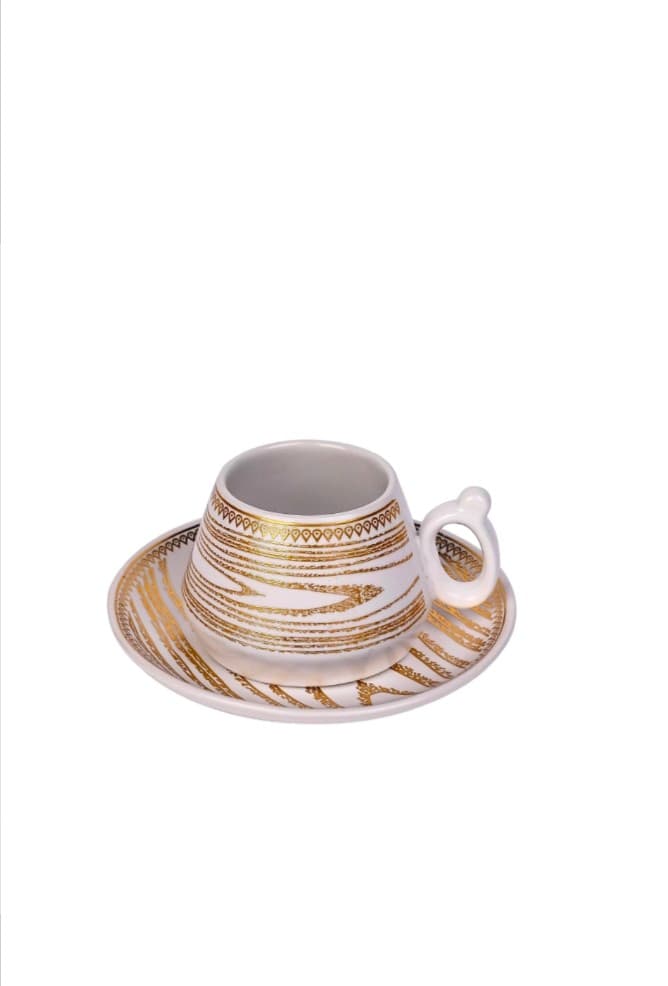 Nadstar1 Porcelain Cup & Saucer Golden Print Tea Coffee Cups 0031-1/2