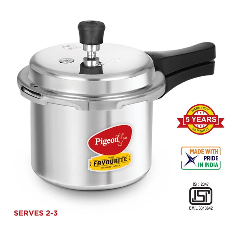 Pigeon Pressure Cooker 10L Deluxe Aluminium Outer Lid Gas Stove Compatible Ergonomically Designed Handle PP10