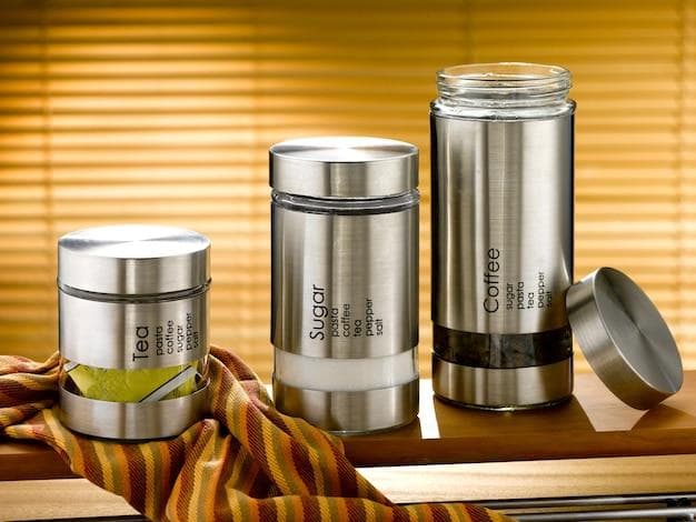 GLASS & STEEL STORAGE JARS [CANISTERS]