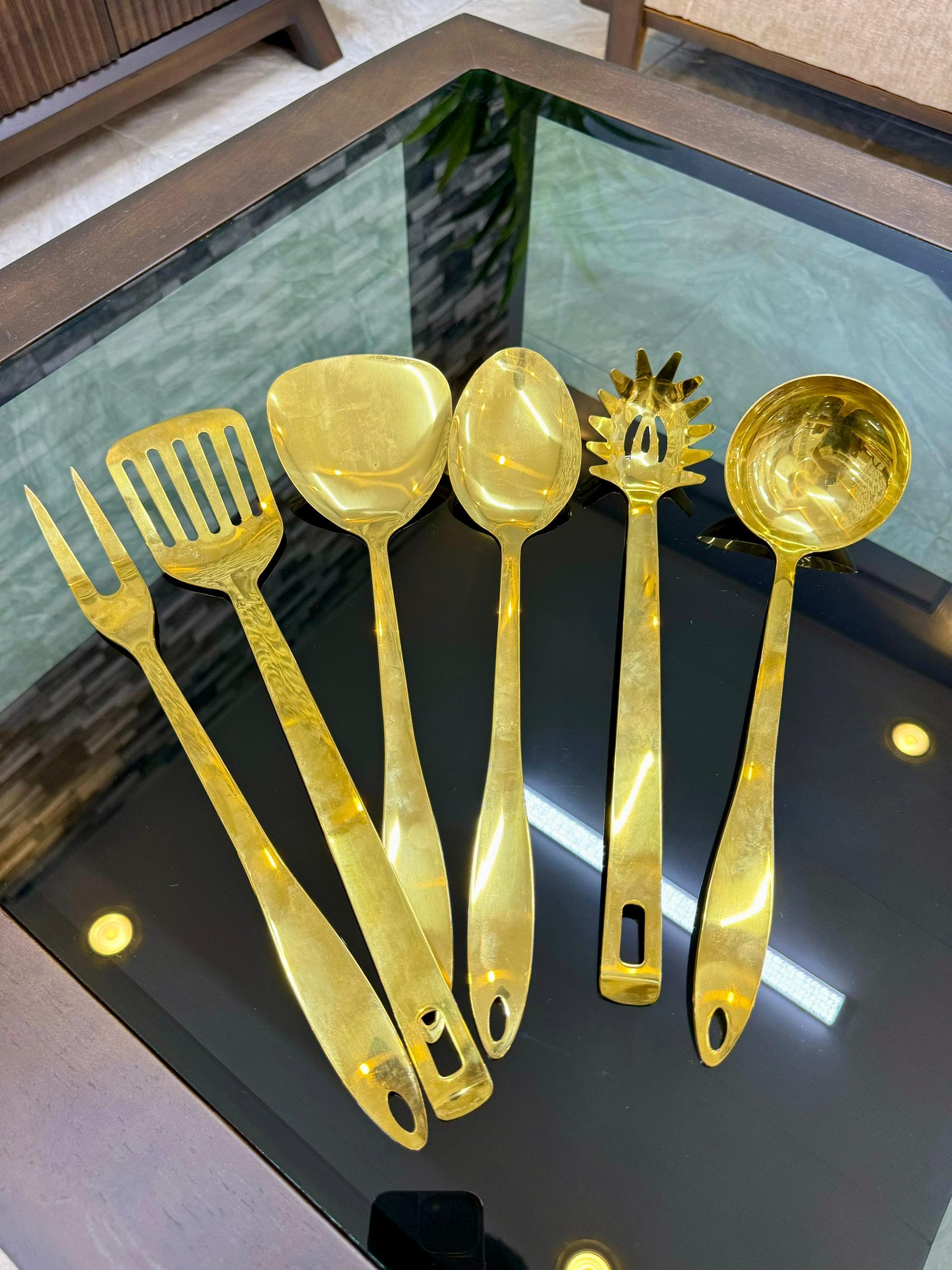 GOLD SERVING SPOON 6SET