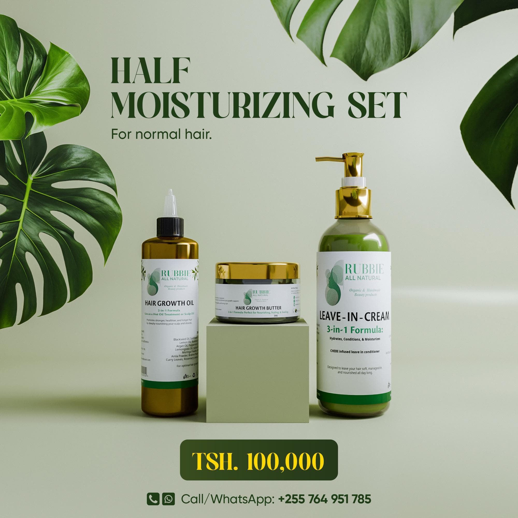 Rubbie All Natural Moisturizing Package For Normal Hair ( HALF SET )