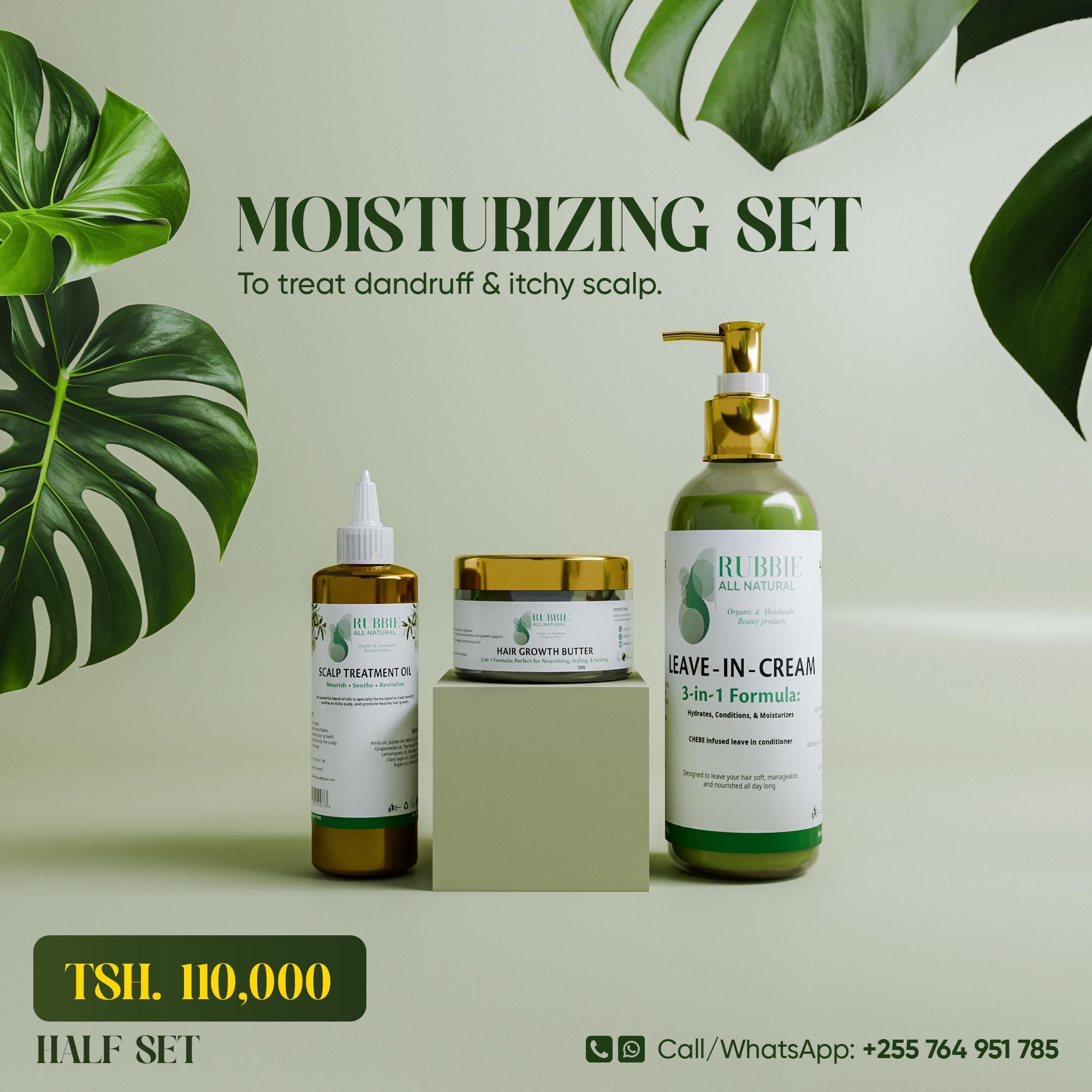 Rubbie All Natural Moisturizing Package To Treat Dandruff & Itchy Scalp ( HALF SET )