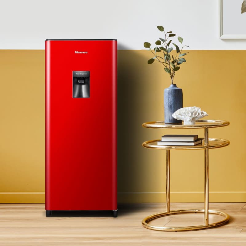 Hisense Refrigerator 177L Single Door, Water Dispenser Red H235RRE-WD