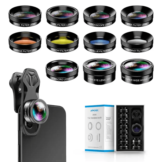 APEXEL professional 11 in 1 phone camera lens kit for smartphone