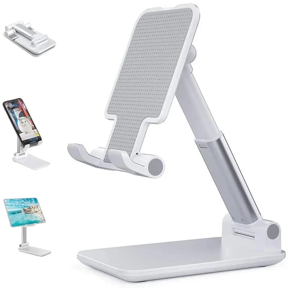 Mobile Phone Holder Stand, Angle Height Adjustable, Fully Foldable Cell Phone Holder, Compatible with Smartphones/iPhone/iPad/Tablets/Kindle
