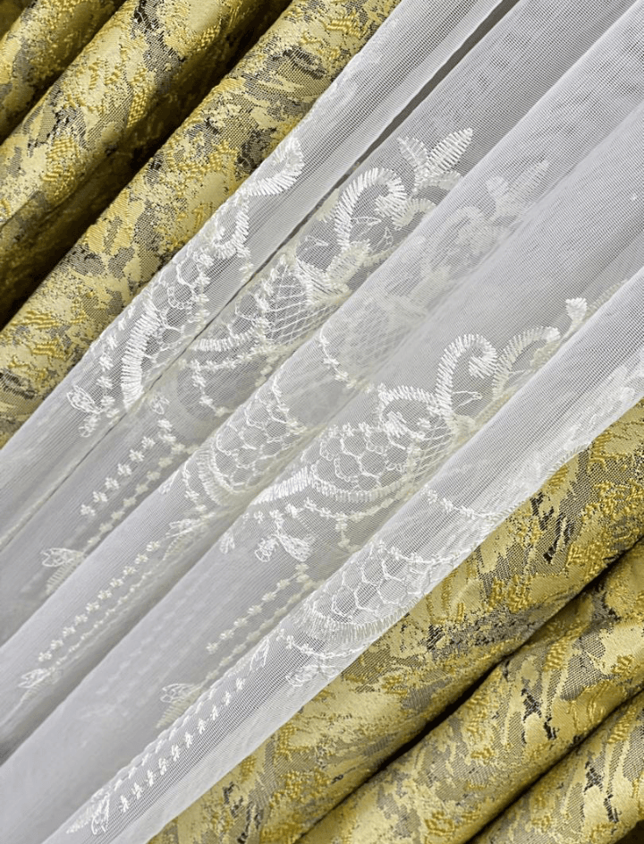 Embroidered Room Darkening Curtain Drape for Window and Doors