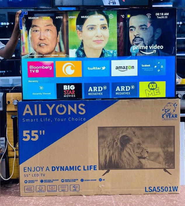 Ailyons Smart TV 55 Inches Double Glass LSA5501W
