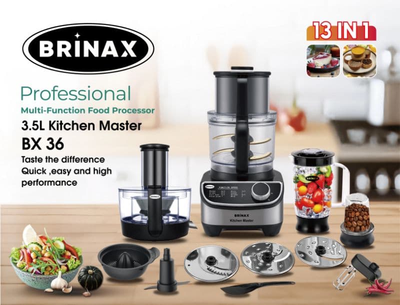 Brinax Kitchen Master BX 36 – 3.5L Multi-Function Food Processor (13-in-1)