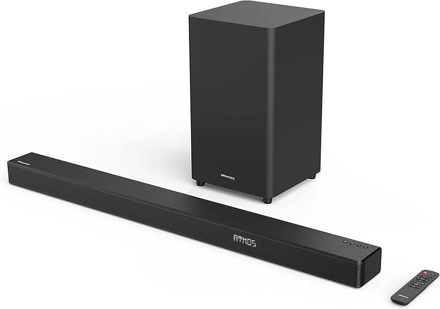 Hisense Soundbar: HT-S312 3.1 CH 300W with Dolby Atmos, Bluetooth, and Wireless Subwoofer
