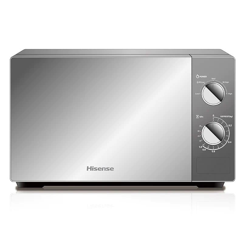 Hisense Microwave 20L 700W Solo Manual, 6 Power Levels, Push Button, Defrost, Cooking Timer, Durable Door, 360° Rotating Plate, Mirror H20MOMS10