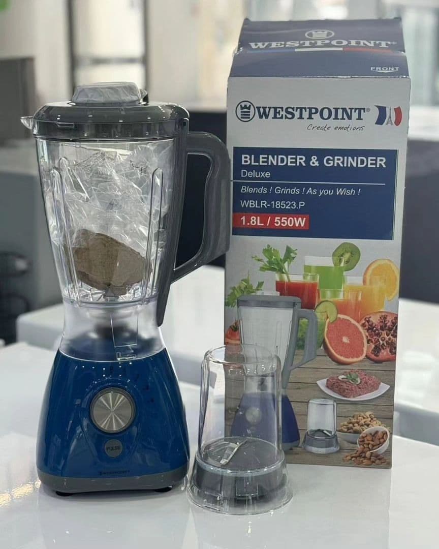 Westpoint Blender 1.8L Glass Jar 550W with Grinder : WBLR-18523.P