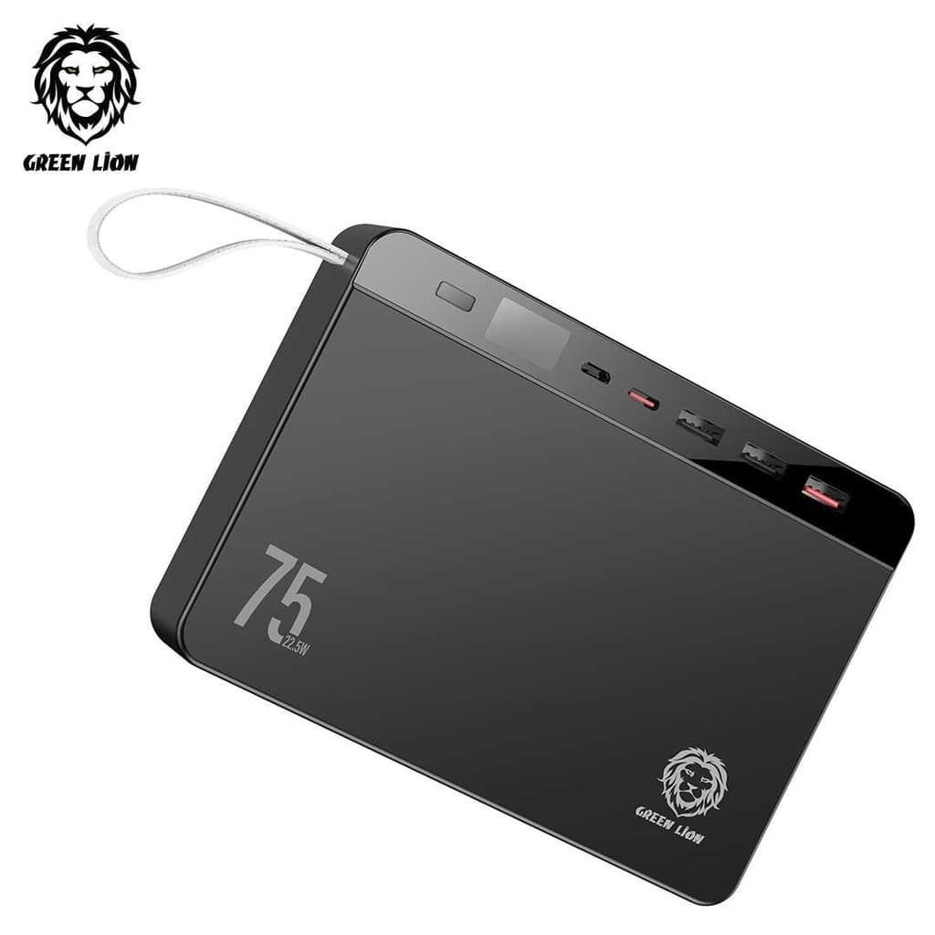 Green Lion Power Volt Mega Capacity Power Bank 75000mAh PD 20W QC3.0 22.5W - Black