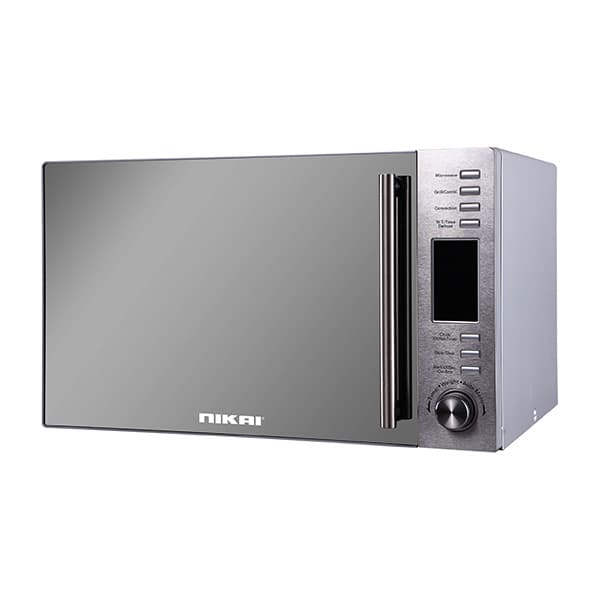 Nikai Microwave Oven 30L 1100W with Grill Digital Mirror Finish 10 Auto Cook Mode Child Lock DeFrost By Weight Kitchen Timer NMO300MDG