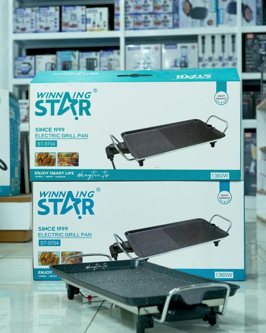 Winning Star ST-9704 1360W Electric Grill | Cast Aluminum Nonstick | 5 Power Levels | Overheat Protection | Pure Copper Wire
