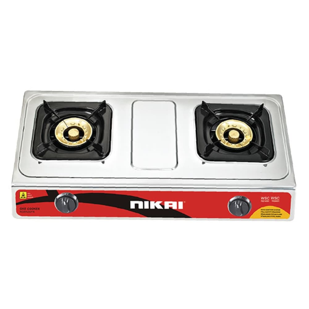 Nikai Gas Cooker 2 Burner Stainless Steel NG842