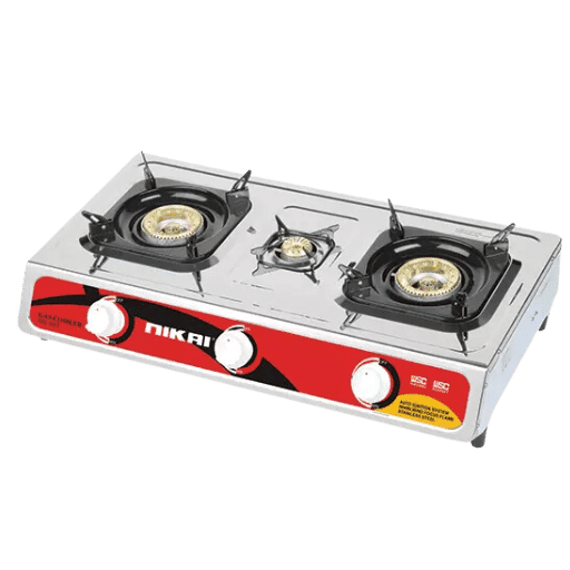 Nikai Gas Cooker 3 Burner Stainless Steel NG845