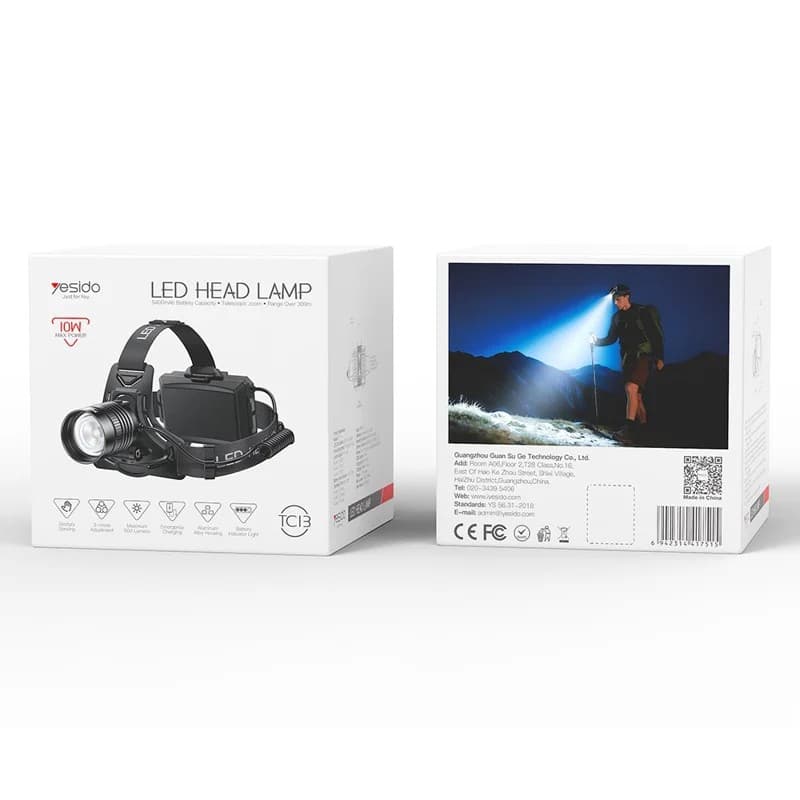 Yesido TC13 LED Headlamp 500LM Rechargeable Motion Sensor Zoomable Work Light