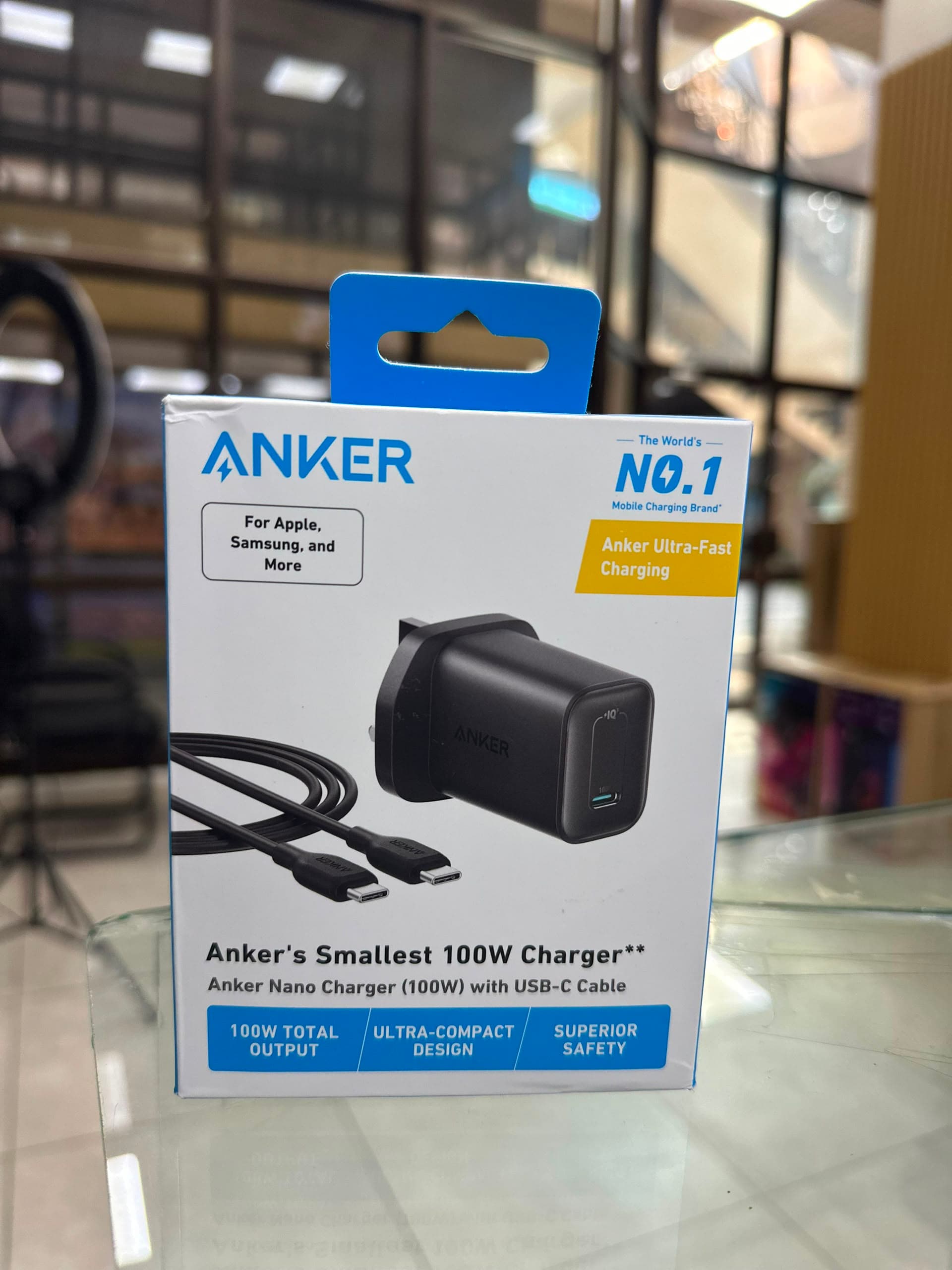 Anker Nano 100W USB-C Wall Charger with 6ft Cable | Ultra-Compact Power Adapter for MacBook, iPhone, & Samsung
