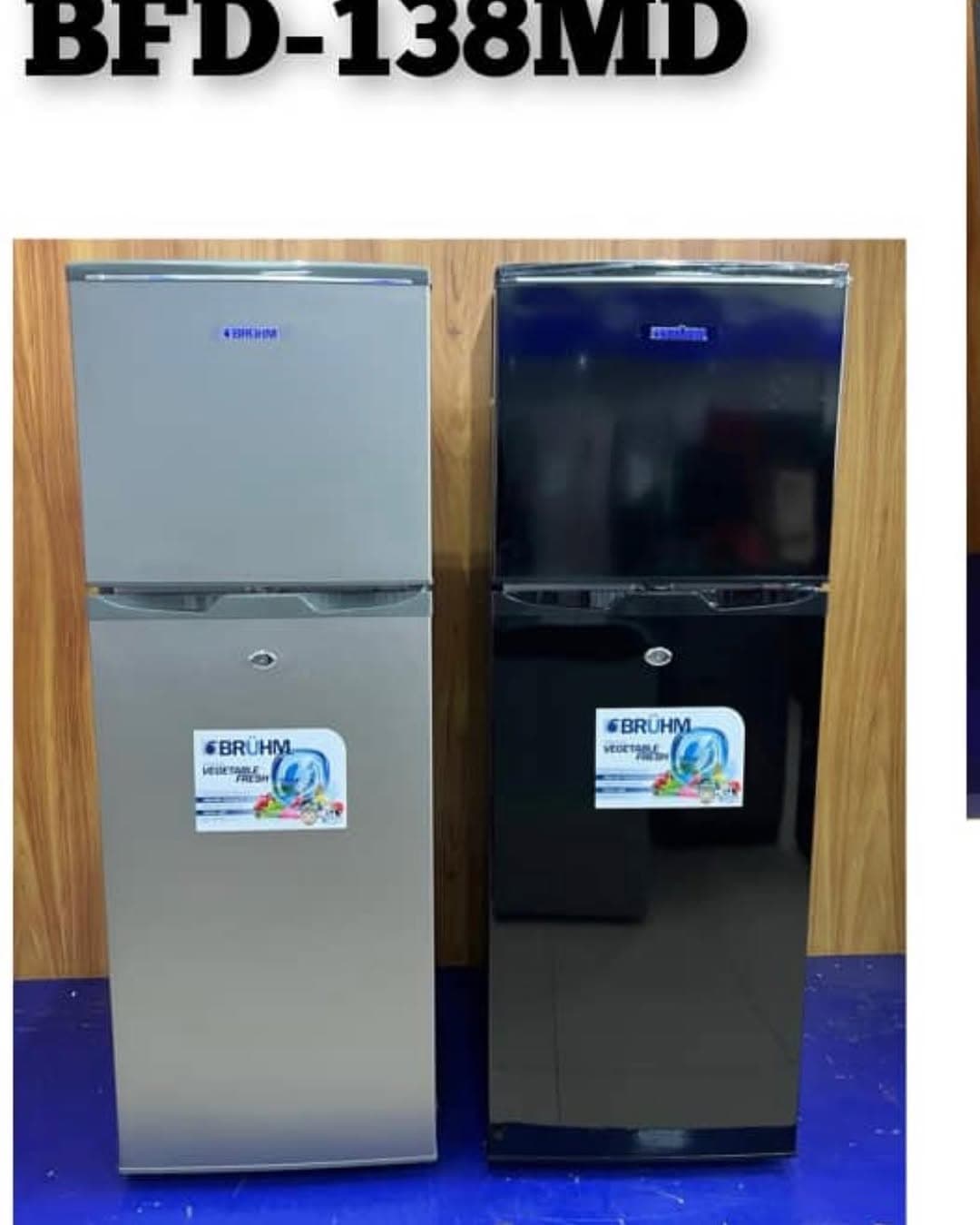 Brühm 132L Double Door Refrigerator Compact & Reliable (Available in Black & Grey)