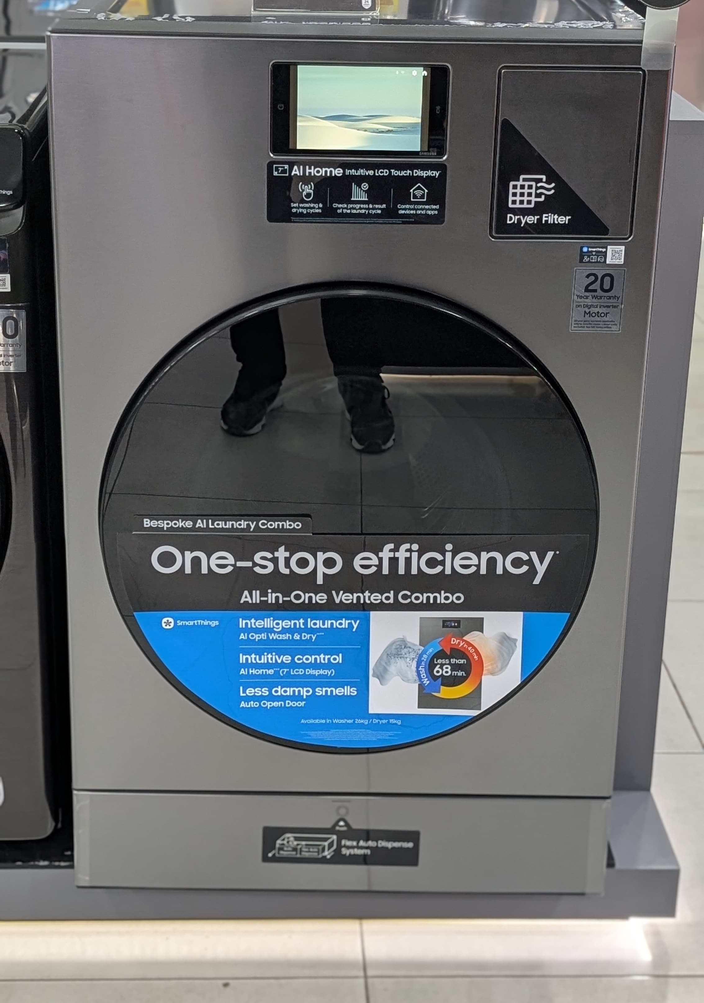 Samsung 25kg/15kg Bespoke AI Laundry Combo Washer Dryer (WD25DB8995BZ)