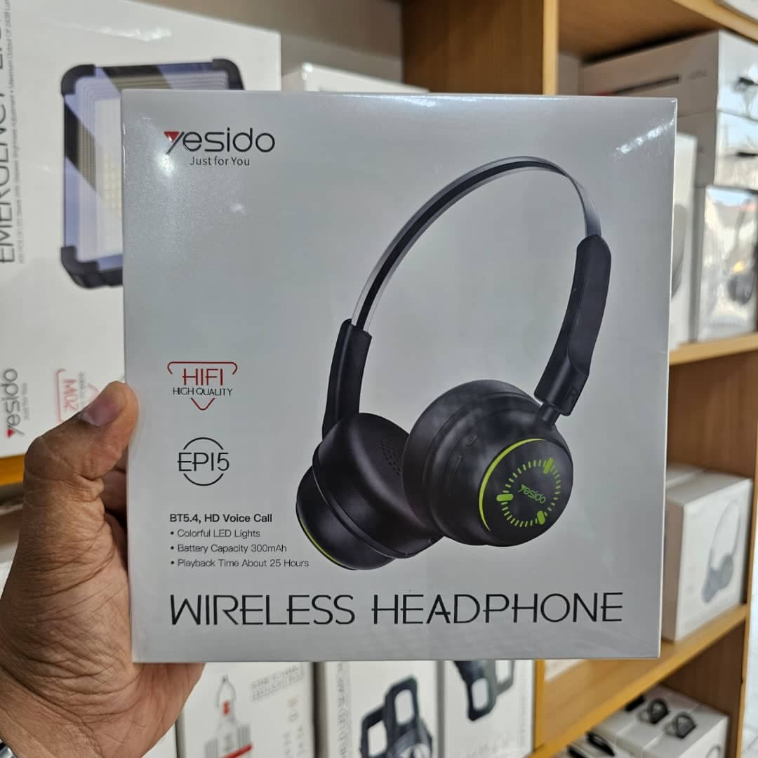 YESIDO EP15 Wireless Headphones Bluetooth 5.4, 40mm HiFi, LED Lights, 25H Battery