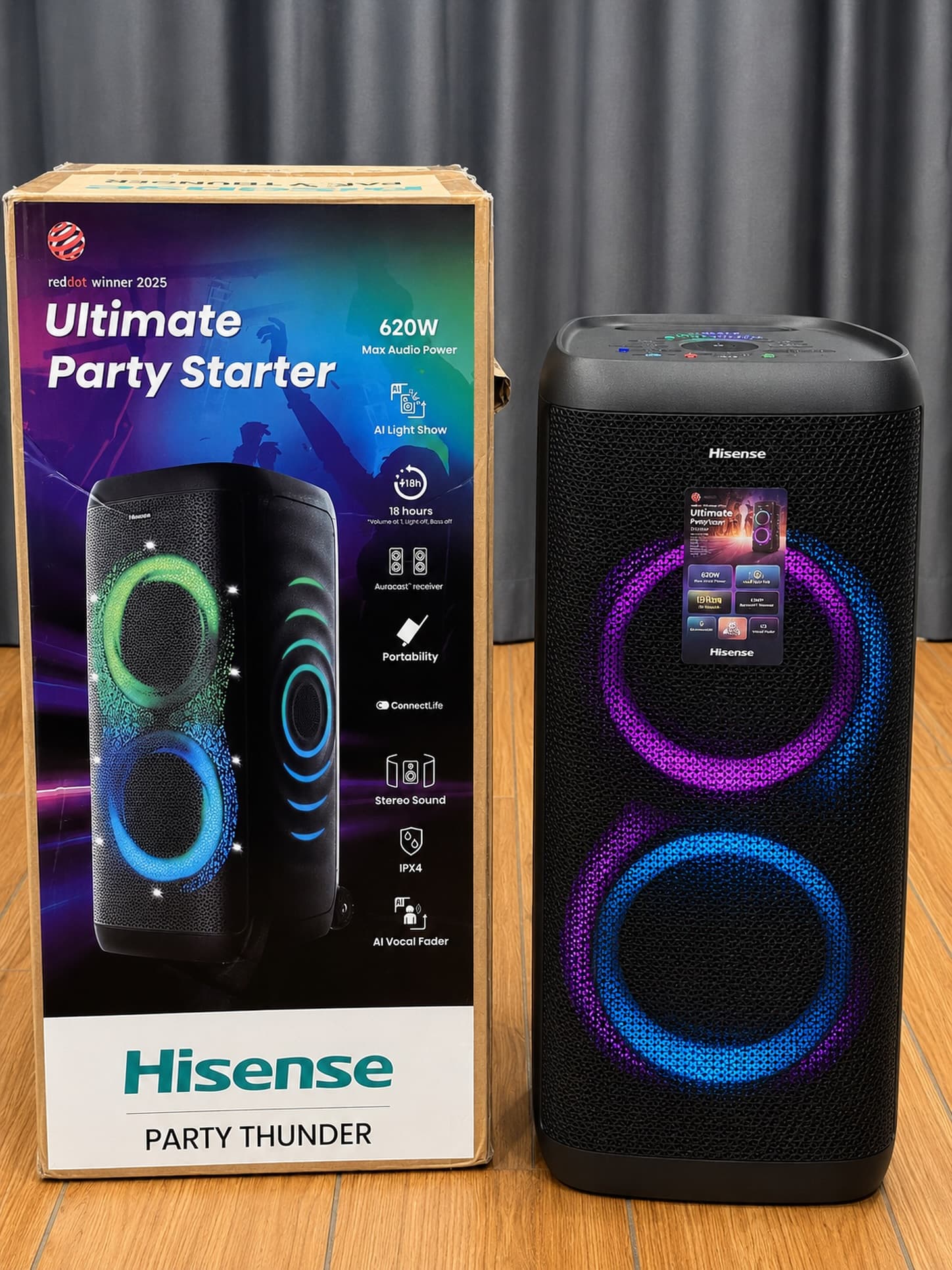 Hisense Party Thunder 620W Bluetooth Party Speaker with AI Light Show