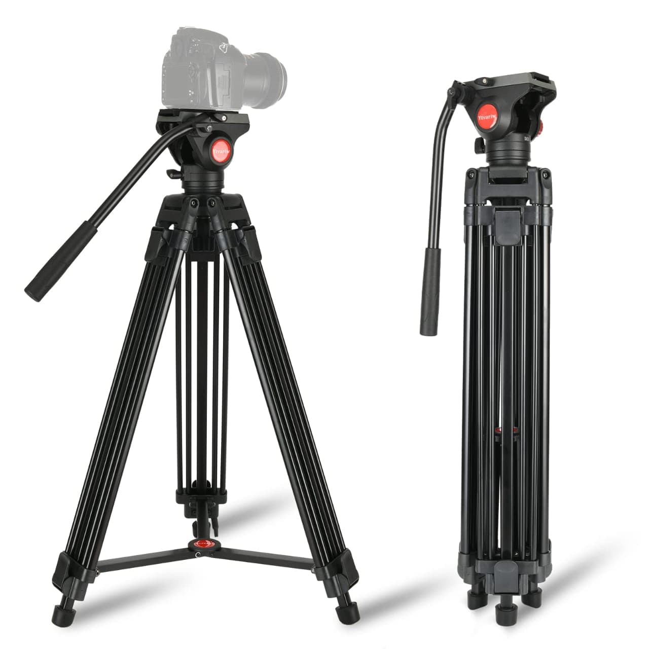 Professional Heavy Duty Video Camera Tripod Fluid Head Adjustable Stand