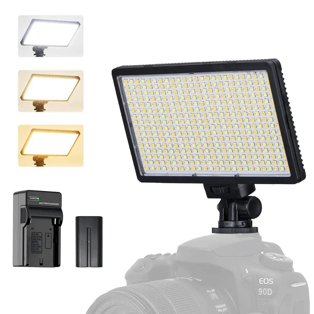 LED-D416 416 LED Video Light Panel Bi Color 3200K 5600K With Battery Charger