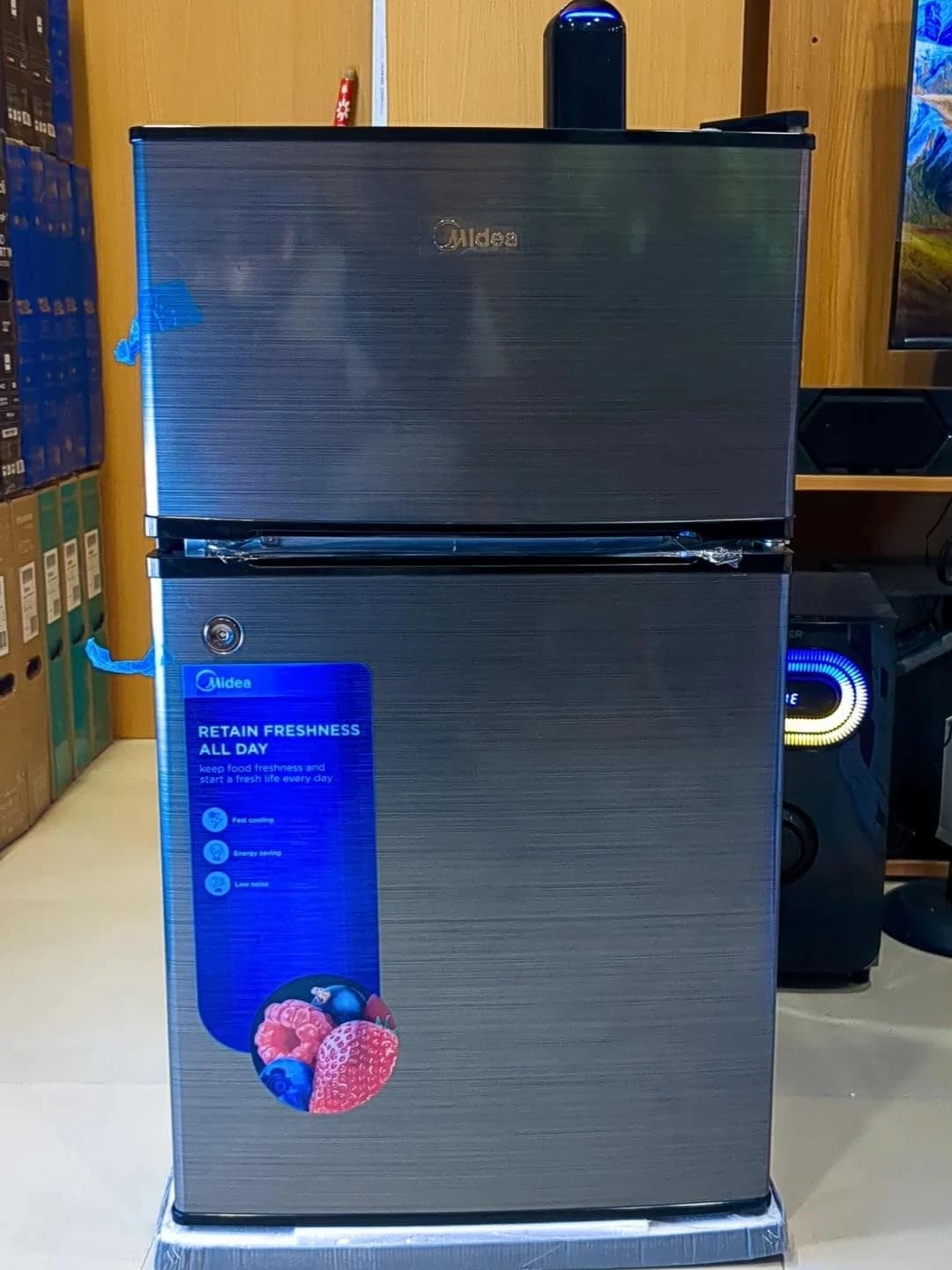 Midea 90L Double Door Refrigerator Top Freezer Energy Saving