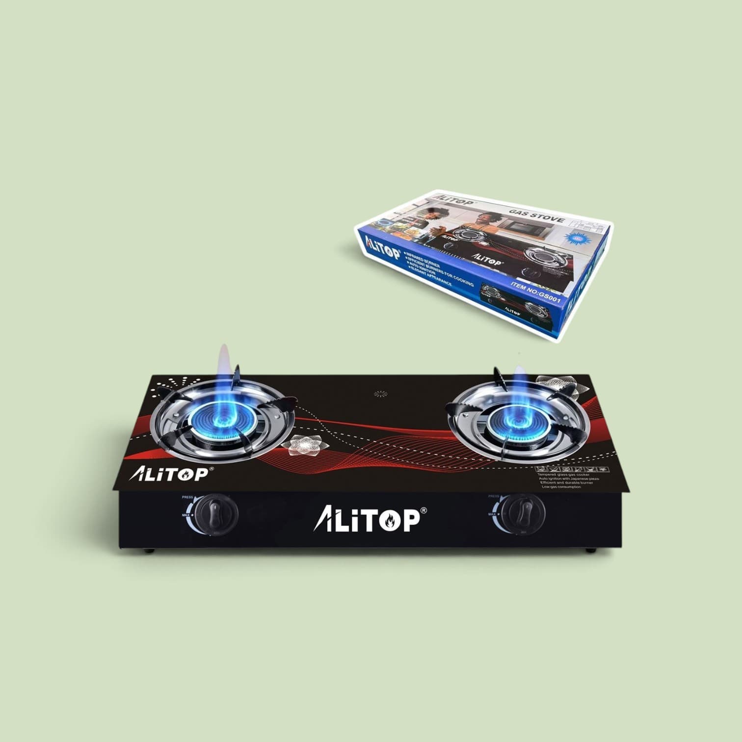 Alitop GS-001 2 Burner Infrared Gas Stove Auto Ignition Tanzania