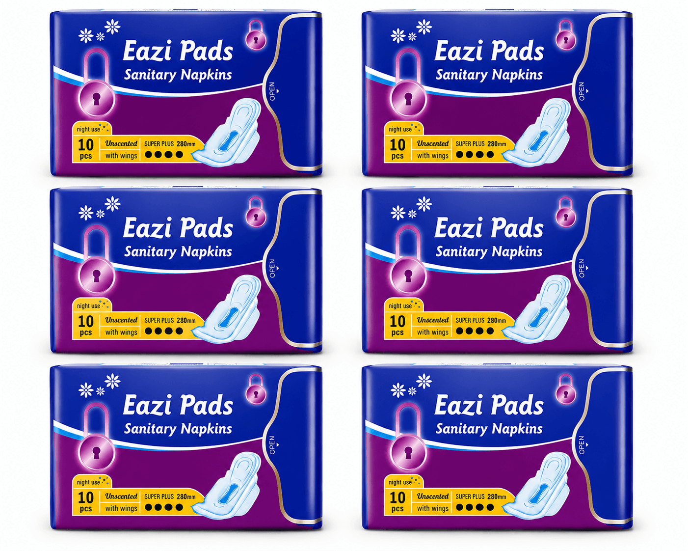 Eazi Pads Sanitary Napkins (280mm) - 6 Packs