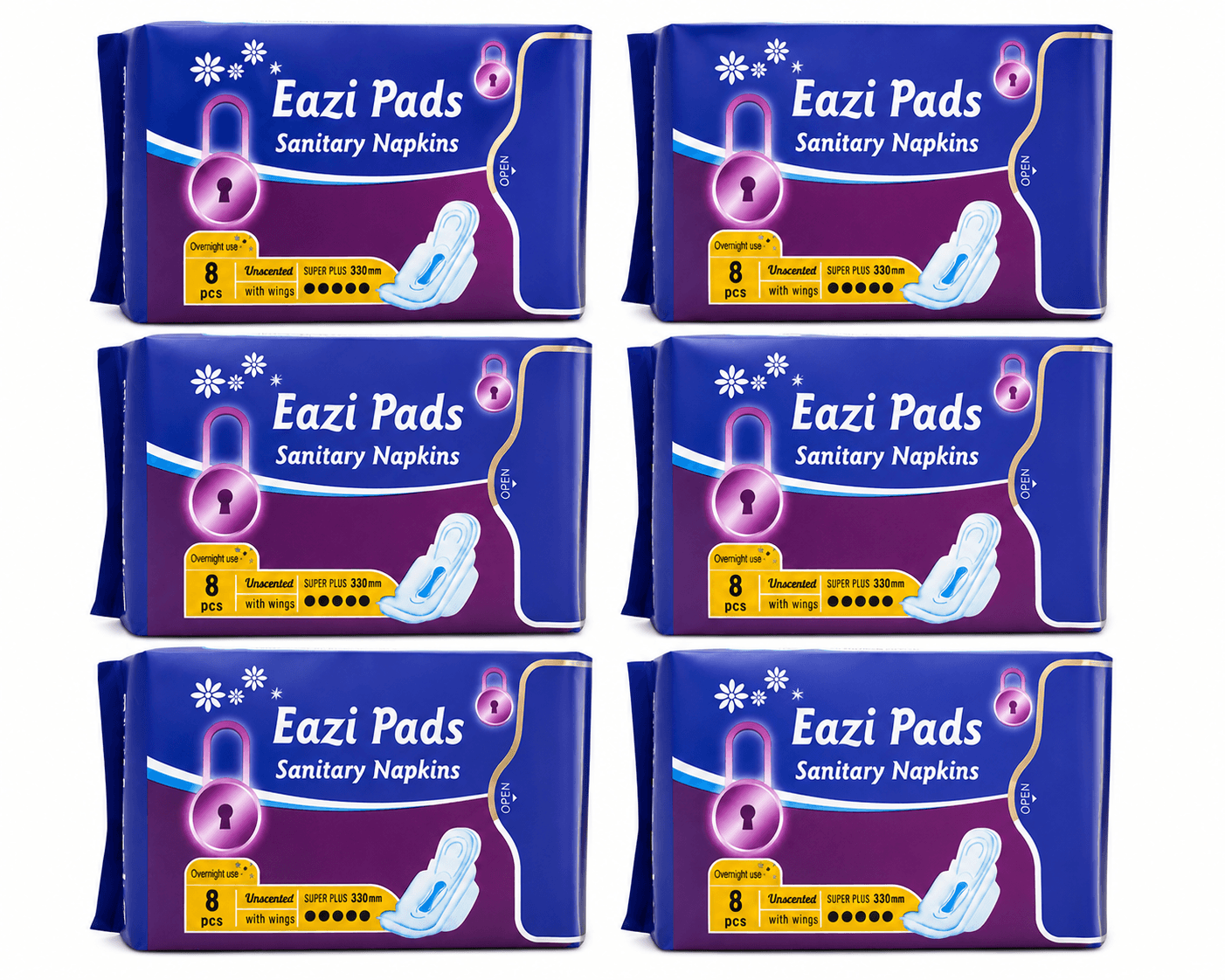 Eazi Pads Sanitary Napkins (330mm) - 6 Packs