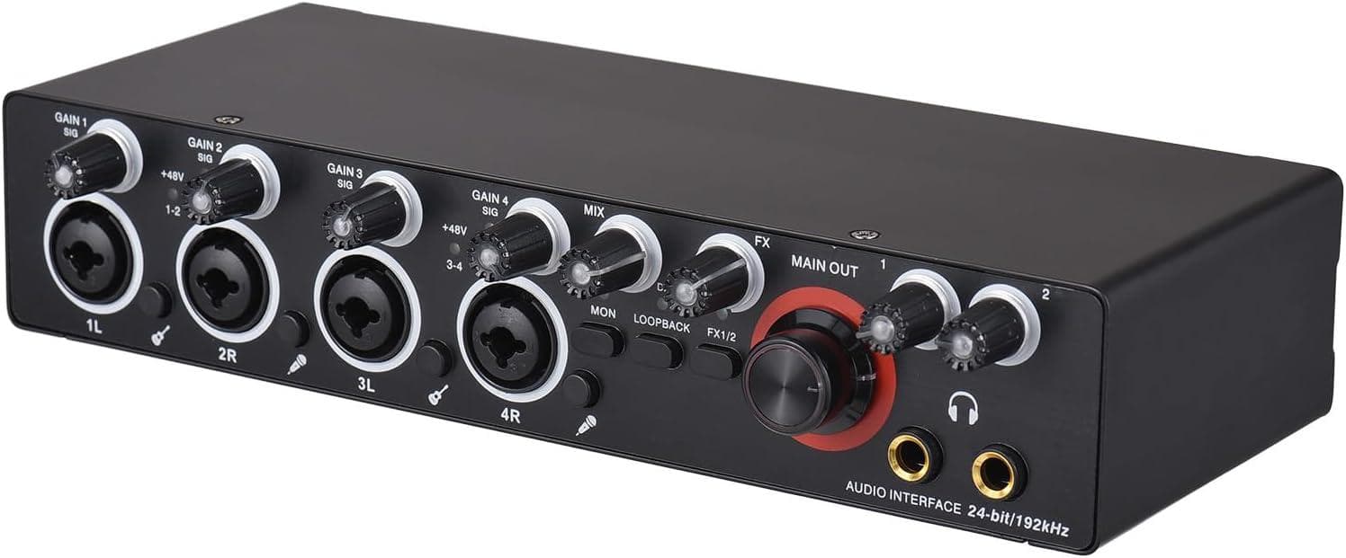 MD44 Professional Microphone Sound Card 24Bit 192KHz 4 Way Audio Interface for Podcast Recording Music
