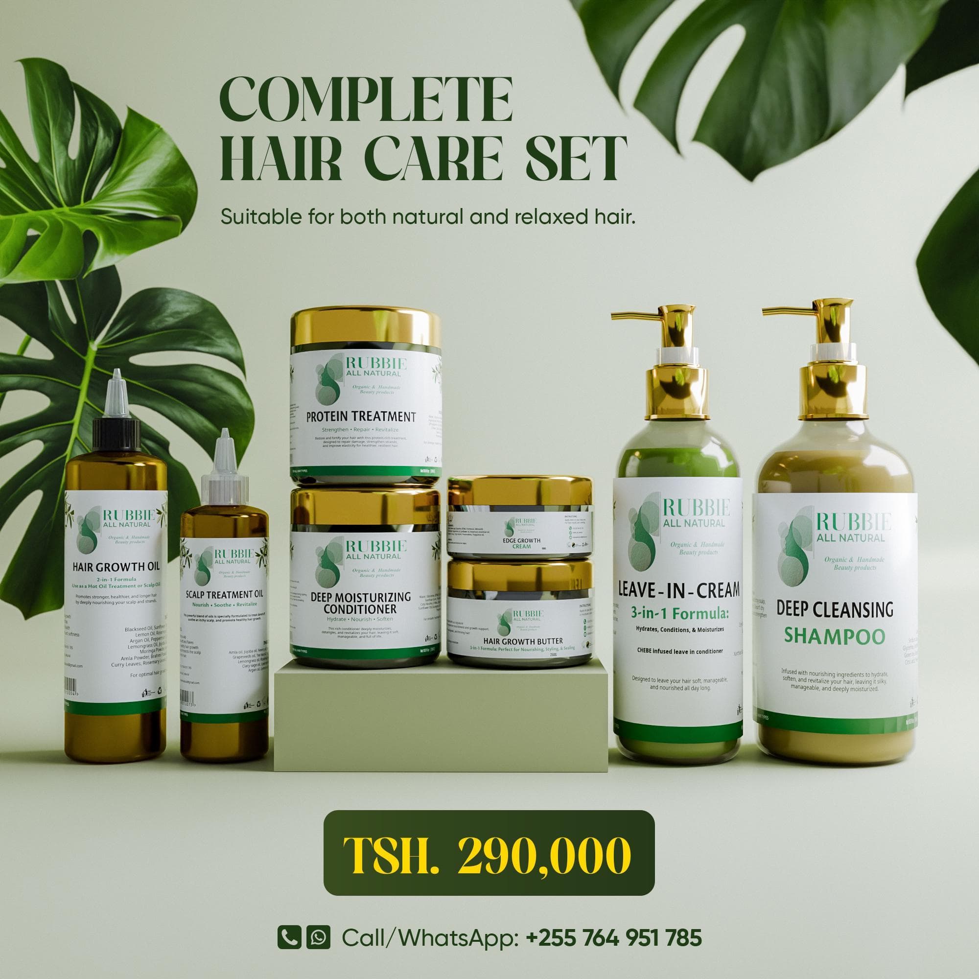Rubbie All Natural Hair Growth Full Package ( COMPLETE HAIR CARE PACKAGE )