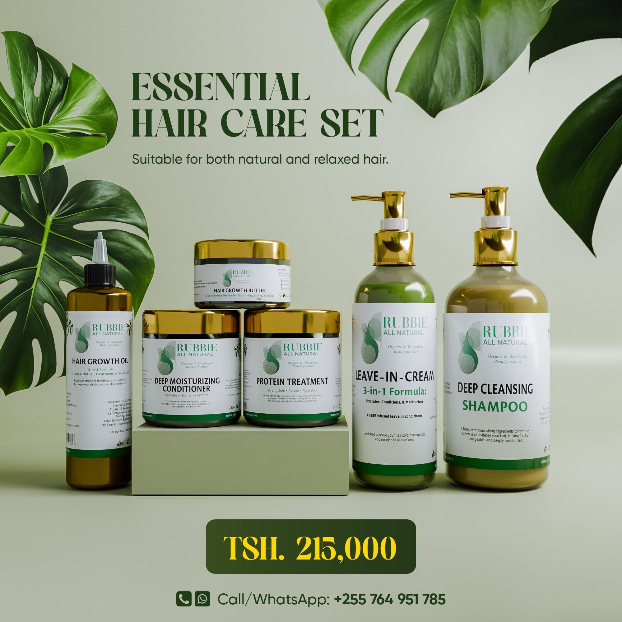 Rubbie All Natural ESSENTIAL HAIR CARE SET