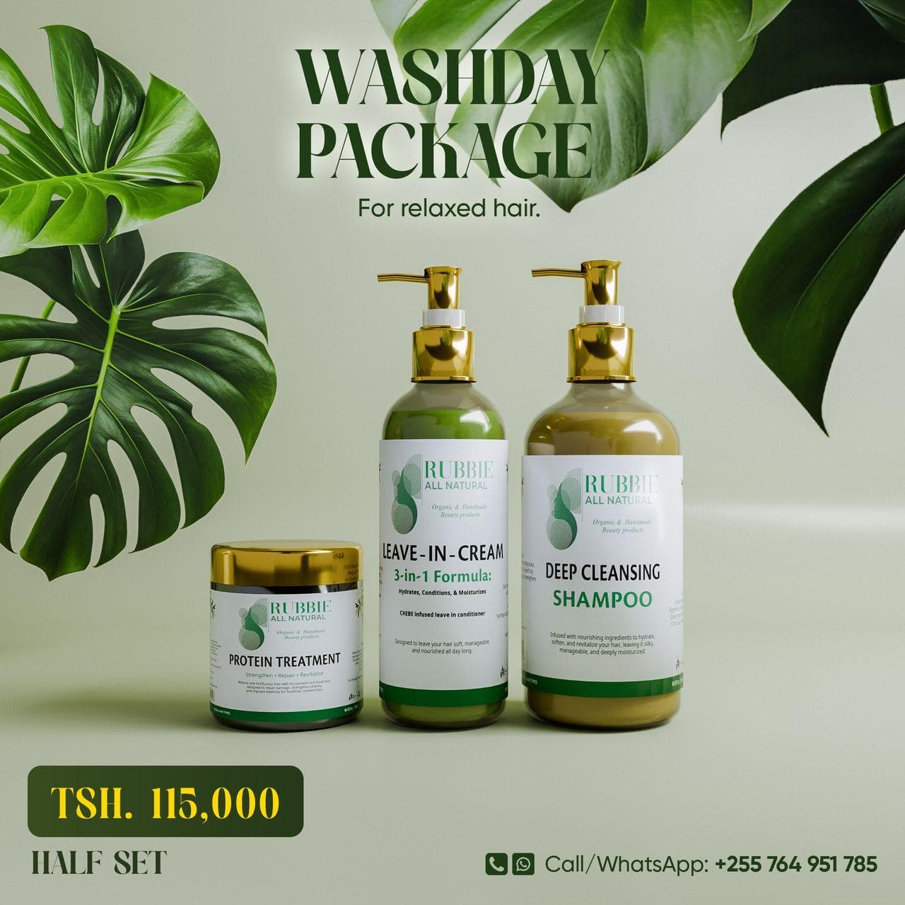 Rubbie All Natural WASHDAY PACKAGE ( For Relaxed Hair )